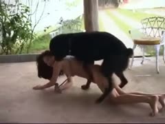 Her dog is sucked and bonked by a slim dilettante female.